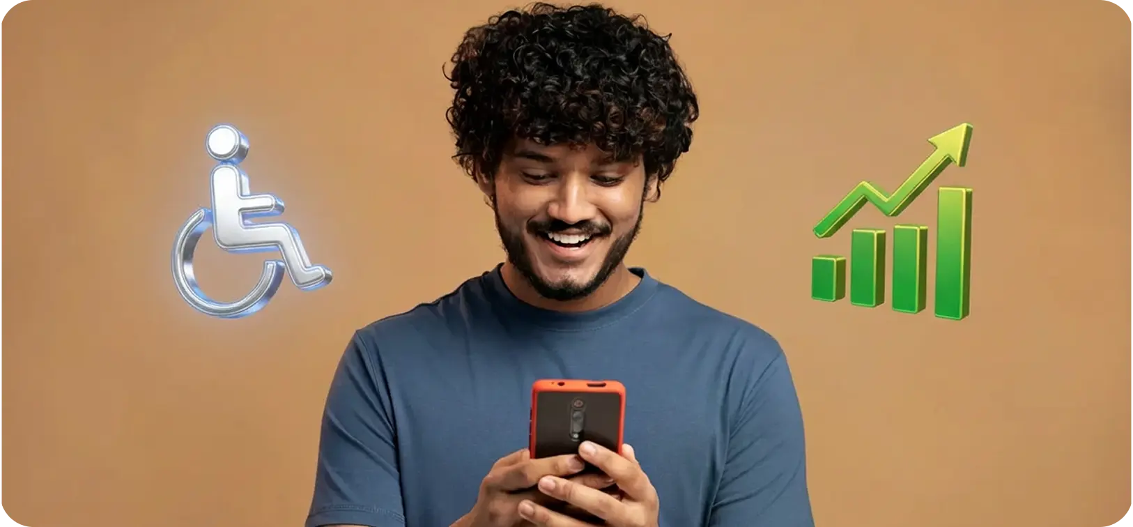 Person using mobile app showing accessible and scalable business growth